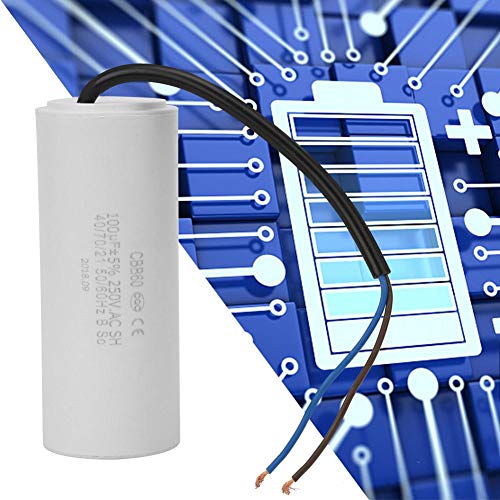 CBB60 Run Capacitor, AC CBB60 Capacitor 250V AC Capacitor 100uF Capacitor 50/60Hz Motor Run Capacitor with Wire Lead for Motor Air Compressor