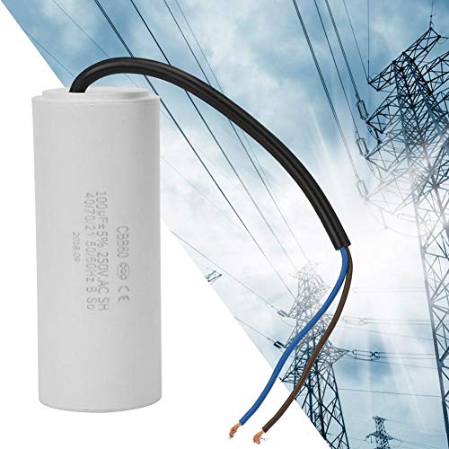 CBB60 Run Capacitor, AC CBB60 Capacitor 250V AC Capacitor 100uF Capacitor 50/60Hz Motor Run Capacitor with Wire Lead for Motor Air Compressor