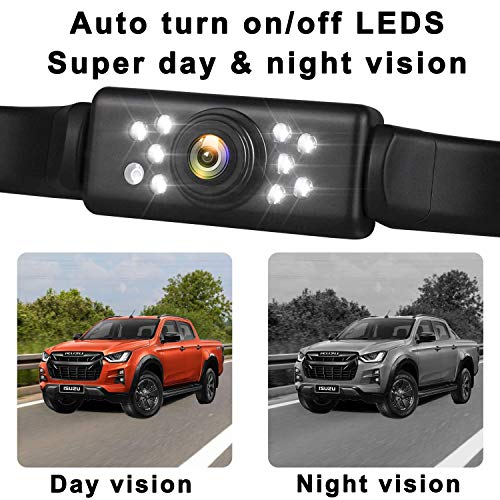 Car Rear View Backup Camera - 9 LEDs License Plate Rearview Camera,Vehicle Waterproof Reversing Camera,120° View Angle Auto Backing Camera for Trucks/SUV/RV/Pickup/Vans