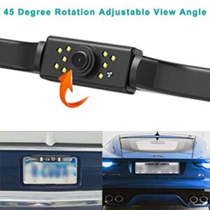 Car Rear View Backup Camera - 9 LEDs License Plate Rearview Camera,Vehicle Waterproof Reversing Camera,120° View Angle Auto Backing Camera for Trucks/SUV/RV/Pickup/Vans