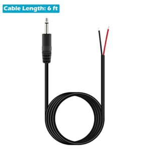 Fancasee 6 ft Replacement 3.5mm Male Plug to Bare Wire Open End TS 2 Pole Mono 1/8" 3.5mm Plug Jack Connector Audio Cable Repair