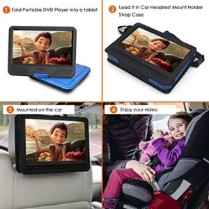 Portable DVD Player Headrest Mount Holder Car Headrest Mount Holder Strap Case for Swivel & Flip Style Portable DVD Player with 10 inch to 10.5 inch Screen (CZB1012)