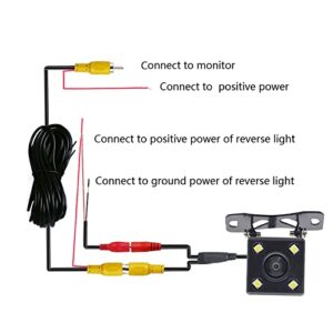 Car Backup Camera, 4 LED Hd Reverse Camera with Night Vision, Backup Rear View Camera 170° Wide View Angel, Suitable for Cars, SUV, Trucks, RV and More (4 LED)