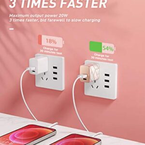 i-Blason Fast USB C Wall Charger, 20W PD 3.0 USB Foldable Compact Power Adapter with 2-Port Compatible with iPhone 14/ iPhone 13/iPhone 11/MagSafe Charger/iPad/Samsung Galaxy S23 (Marble)