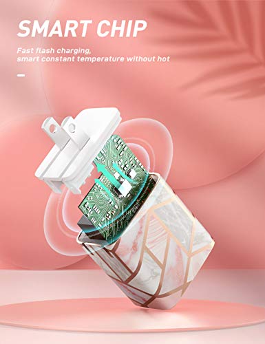 i-Blason Fast USB C Wall Charger, 20W PD 3.0 USB Foldable Compact Power Adapter with 2-Port Compatible with iPhone 14/ iPhone 13/iPhone 11/MagSafe Charger/iPad/Samsung Galaxy S23 (Marble)