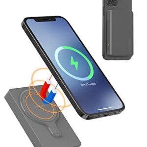 myCharge Portable Charger iPhone 14, 13, 12 & Mag Safe Cases - MagLock 6000mAh Wireless Magnetic Power Bank - Compatible with MagSafe Battery Pack, USB C Cable Input/Output - Graphite