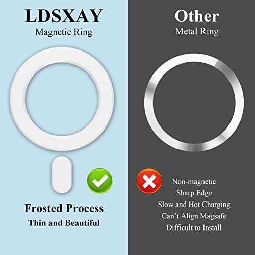 LDSXAY Universal MagSafe Ring, 2 PCS Magnet Sticker Magnetic Adapter Ring Compatible with Magsafe Accessories & Wireless Charging for iPhone 14/13/12/11 Pro Max Mini, Galaxy S22/S21 (White Pink)