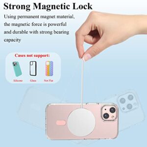 LDSXAY Universal MagSafe Ring, 2 PCS Magnet Sticker Magnetic Adapter Ring Compatible with Magsafe Accessories & Wireless Charging for iPhone 14/13/12/11 Pro Max Mini, Galaxy S22/S21 (White Pink)