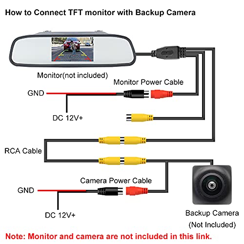 GreenYi Double-Shielded Car RCA Rear View Camera Video Extension Cord(32.8FT / 10M), Pure Copper Back Up Rearview Reverse Cam Male to Male AV Connector Adapter Wire