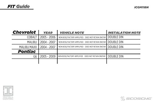 SCOSCHE Install Centric ICGM11BN Compatible with Select GM 2004-09 Double DIN Complete Basic Installation Solution for Installing an Aftermarket Stereo,Black