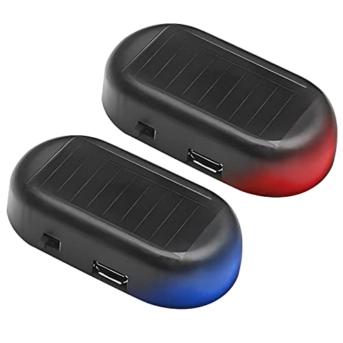 2PCS Car Solar Simulated Anti-theft Alarm Light, LED Simulated Imitation Security Flash Fake Light (Blue and Red)