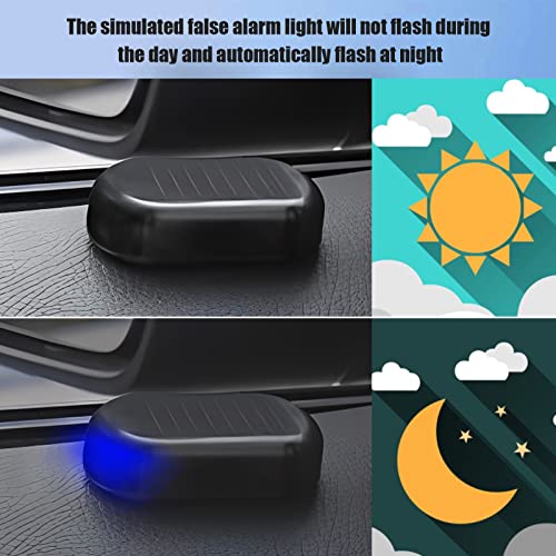 2PCS Car Solar Simulated Anti-theft Alarm Light, LED Simulated Imitation Security Flash Fake Light (Blue and Red)