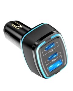 usb c car charger 115w, kenree 3 ports usb c usb a car charger pd 65w 45w qc 20w fast car charger for iphone 12/13/14 pro max xr 7 8, samsung galaxy s21 s22 ultra note