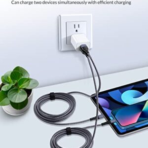 iPhone Charger, [Apple MFi Certified] 2-Pack 10FT Long Braided Lightning Cable Fast Charging Cord and Dual Port USB Wall Charger Block Plug Adapter for iPhone 14/13/12/Pro Max/11/XR/XS/X/8/7/6/SE,iPad