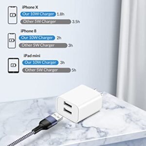 iPhone Charger, [Apple MFi Certified] 2-Pack 10FT Long Braided Lightning Cable Fast Charging Cord and Dual Port USB Wall Charger Block Plug Adapter for iPhone 14/13/12/Pro Max/11/XR/XS/X/8/7/6/SE,iPad