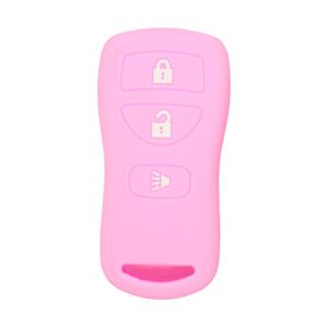 segaden silicone cover protector case holder skin jacket compatible with nissan 3 button remote key fob cv2507 pink