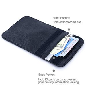 Leather Faraday Bag RFID Cell Phone Signal Blocking/Jammer Pouch Bag Anti-Spying/Tracking/Radiation GPS Shielding Passport Sleeve/Wallet Case,Car Key FOB