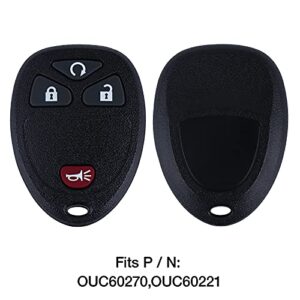 Car Keyless Entry Remote Control Key Fit for Chevy 2007-2014 Equinox Avalanche Silverado Escalade Tahoe Suburban GMC Yukon OUC60270, OUC60221,1Pack