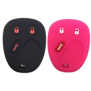 silicone black and rose rubber key fob case key covers key jacket fit for chevrolet chevy sivlerado 1500 2500 equinox tahoe suburban gmc sierra yukon cadillac