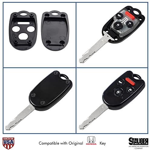 STAUBER Best Honda Key Shell Replacement for Accord, Ridgeline, Civic, and CR-V - KR55WK49308, N5F-A05TAA, N5F-S0084A - NO LOCKSMITH REQUIRED! Save using your old key and chip! - 2 Pack (Black)