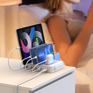 SooPii Charging Station for Multiple Devices, 4-Port Charger Station with 4 Mixed Charging Cables Included,for Home,Office,Travel