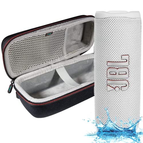 JBL Flip 6 - Waterproof Portable Bluetooth Speaker, Powerful Sound and deep bass, IPX7 Waterproof, 12 Hours of Playtime with Megen Hardshell Case - White