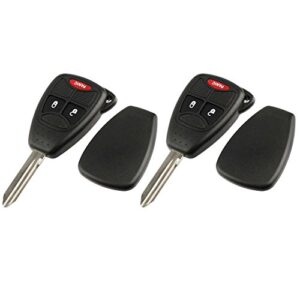 key fob keyless entry remote shell case & pad fits chrysler, dodge, jeep keys, set of 2