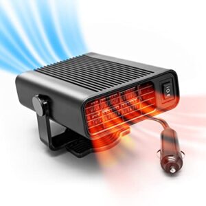 car heater, 12v winter car air heating fan, portable 150w car windshield defroster anti-fog defogger, 360 degree portable car fans (black)