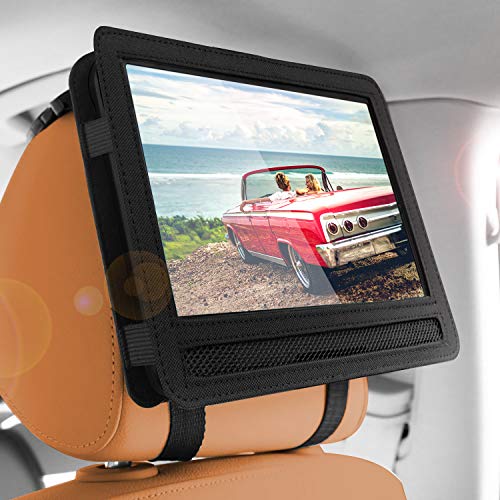 Car Headrest Mount Holder Strap Case for Swivel & Flip Style Portable DVD Player --Suitable for 10 Inch to 10.5 Inch Screen