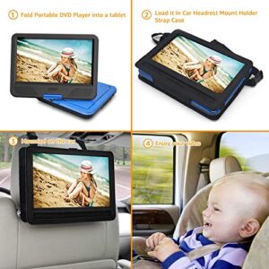 Car Headrest Mount Holder Strap Case for Swivel & Flip Style Portable DVD Player --Suitable for 10 Inch to 10.5 Inch Screen