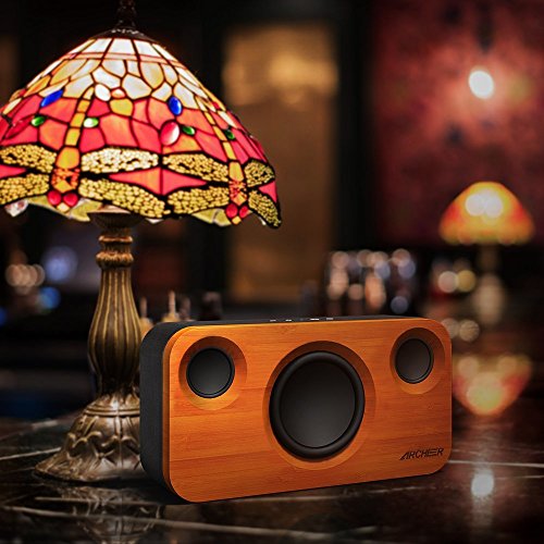 ARCHEER 25W Bluetooth Speaker (A320) with Super Bass, Loud Bamboo Wood Home Audio Wireless Speakers with Subwoofer