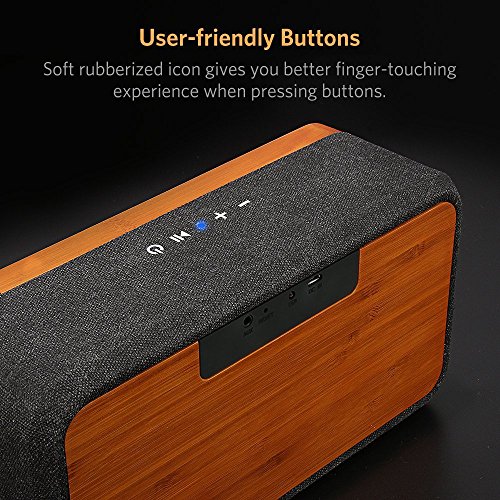 ARCHEER 25W Bluetooth Speaker (A320) with Super Bass, Loud Bamboo Wood Home Audio Wireless Speakers with Subwoofer