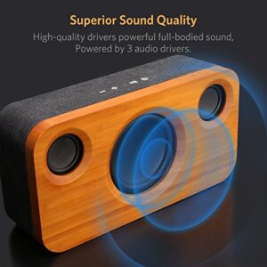 ARCHEER 25W Bluetooth Speaker (A320) with Super Bass, Loud Bamboo Wood Home Audio Wireless Speakers with Subwoofer