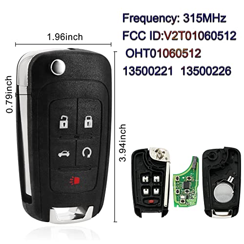 Key Fob Keyless Entry Remote Replacement for Chevy Malibu Cruze Sonic Camaro Equinox Impala GMC Terrain Buick Lacrosse Regal Verano Encore and Other Vehicles That Use FCC: OHT01060512