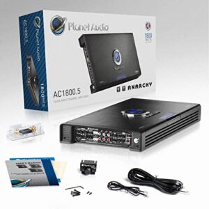 Planet Audio AC1800.5 5 Channel Car Amplifier - 1800 Watts, Full Range, Class A/B, 2-4 Ohm Stable, Mosfet Power Supply, Bridgeable