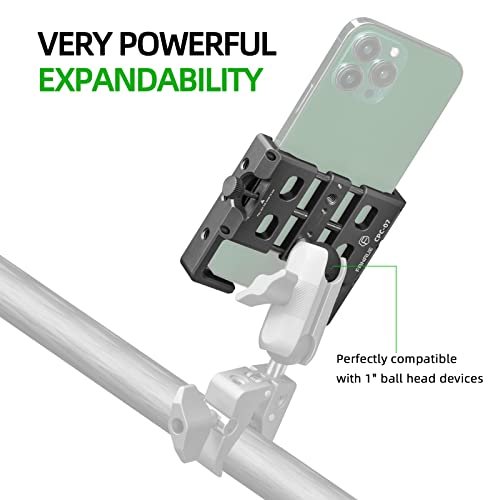 FANAUE CPC-07 Aluminum Alloy Phone Mount with 1'' Ball for Smartphones with a Width of 2.3" to 3.4", Compatible with RAM Mounts B Size Double Socket Arm & Bike Motorcycle Cellphone Holder