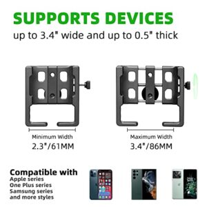 FANAUE CPC-07 Aluminum Alloy Phone Mount with 1'' Ball for Smartphones with a Width of 2.3" to 3.4", Compatible with RAM Mounts B Size Double Socket Arm & Bike Motorcycle Cellphone Holder