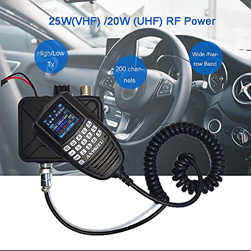 Anysecu WP-9900 Mini Mobile Radio 25W 200 Channels UHF VHF Dual Band Car Radio with Programming Cable