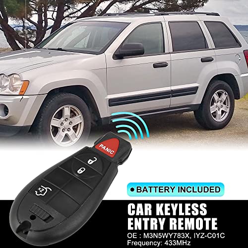 X AUTOHAUX 2pcs Replacement Keyless Entry Remote Car Key Fob M3N5WY783X 433Mhz for Jeep Grand Cherokee 2008-2013 for Commander 08-10 4 Buttons with Door Key IYZ-C01C