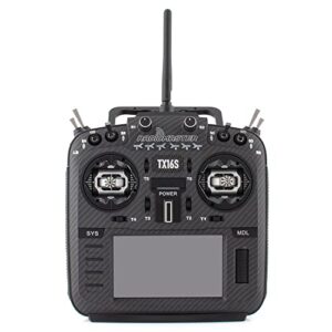 radiomaster tx16s mark ii max edition 2.4ghz 16 channel edgetx opentx radio transmitter leather grips cnc finished components mode 2 (carbon black, elrs w/ ag01)