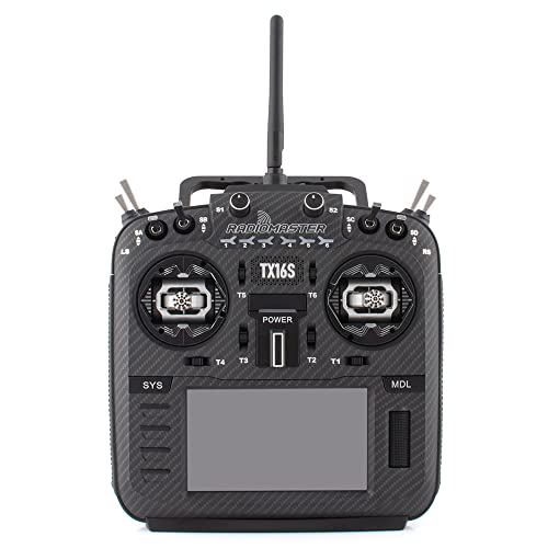 RadioMaster TX16S Mark II MAX Edition 2.4GHz 16 Channel EdgeTX OpenTX Radio Transmitter Leather Grips CNC Finished Components Mode 2 (Carbon Black, ELRS w/ AG01)