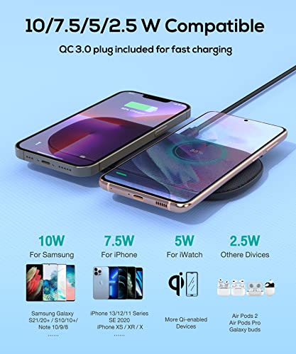 GuMosh Dual Wireless Charger- 5 Coils No Sweet Spot Charging Fast Wireless Charging Pad Qi Charging Station Compatible with iPhone 13/12/11/11 Pro Max/XS, Galaxy S20/S10, AirPods 3(with Adapter)