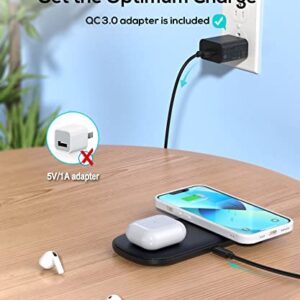 GuMosh Dual Wireless Charger- 5 Coils No Sweet Spot Charging Fast Wireless Charging Pad Qi Charging Station Compatible with iPhone 13/12/11/11 Pro Max/XS, Galaxy S20/S10, AirPods 3(with Adapter)