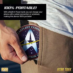 Star Trek Qi Wireless Charger with Built-in Backup Battery Pack for Wired and Wireless Charging. Portable Wireless Phone Charger with Starfleet Illuminated Logo. StarTrek Gifts, Collectibles, Gadgets