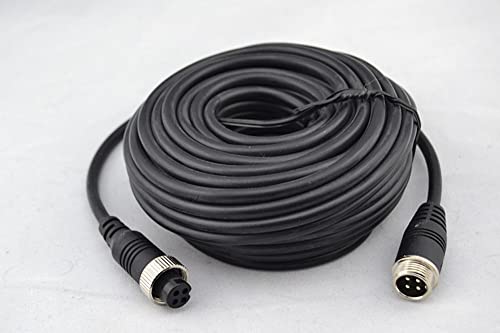 50ft 4-Pin Car Aviation Video Extension Cable for Truck Trailer Camper Bus Motorhome Vehicle Rearview Backup Monitor System CCTV System Camera Waterproof Shockproof 15M