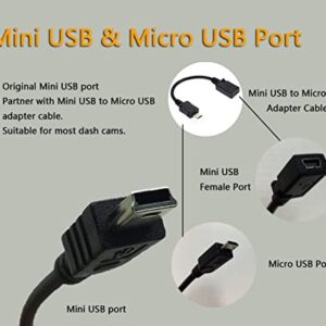 Dash Cam Hardwire Kit - Mini USB and Micro USB Port Extended 4m/13ft Cable with LP Mini/Mini/ATO/Micro2 Fuse, 12V to 24V Input, 5V Output for Dash Cam GPS Sat-Nav with Battery Drain Protection