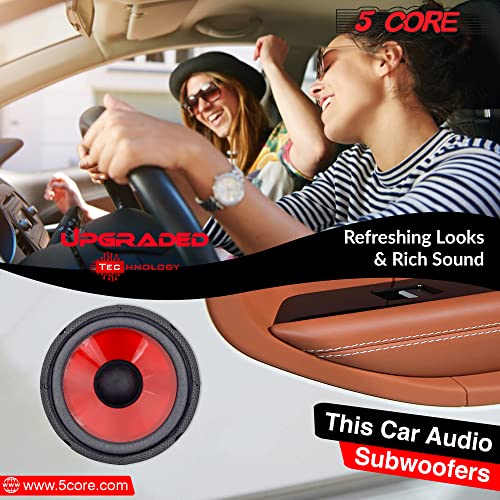 5Core 6" inch Subwoofer Replacement Pair DJ Speaker Car Subs Audio 900W PMPO PP Cone Red, 4 Ohm, 8oz Magnet WF 672 PP 2PCS