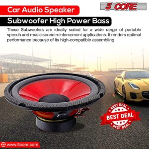 5Core 6" inch Subwoofer Replacement Pair DJ Speaker Car Subs Audio 900W PMPO PP Cone Red, 4 Ohm, 8oz Magnet WF 672 PP 2PCS