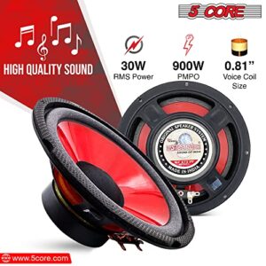 5Core 6" inch Subwoofer Replacement Pair DJ Speaker Car Subs Audio 900W PMPO PP Cone Red, 4 Ohm, 8oz Magnet WF 672 PP 2PCS