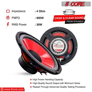 5Core 6" inch Subwoofer Replacement Pair DJ Speaker Car Subs Audio 900W PMPO PP Cone Red, 4 Ohm, 8oz Magnet WF 672 PP 2PCS